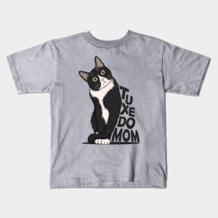 Tuxedo Cat Mom Kids T-Shirt